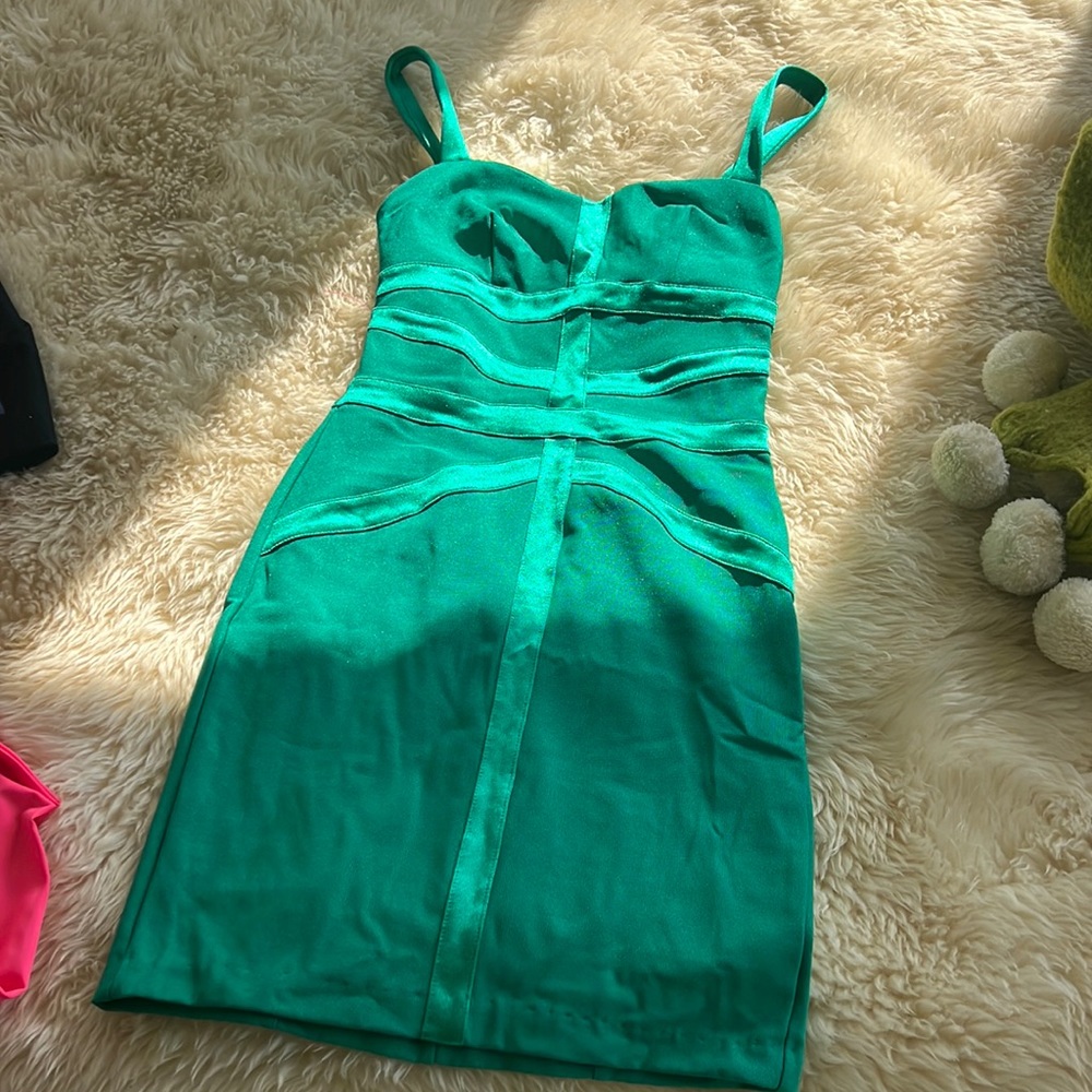 Green dress bebe bodycon holiday xmas
